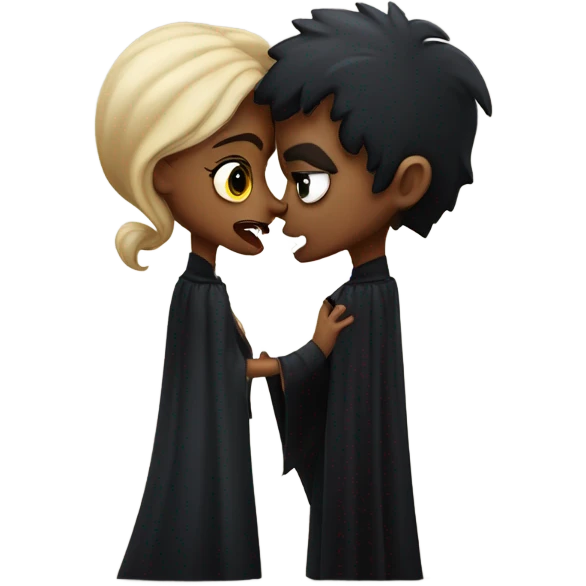Black vampire kissing girl emoji
