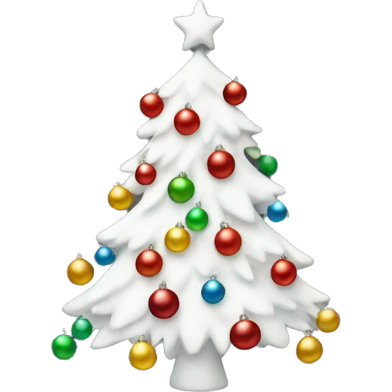 White Christmas tree with ornaments  emoji