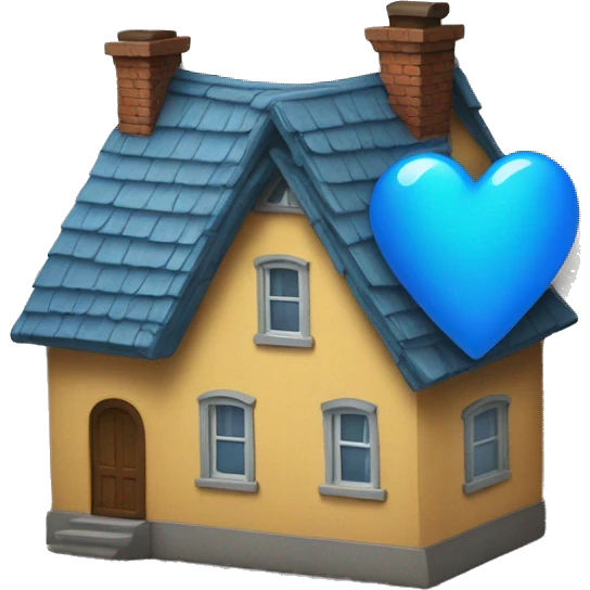 Home with blue heart emoji