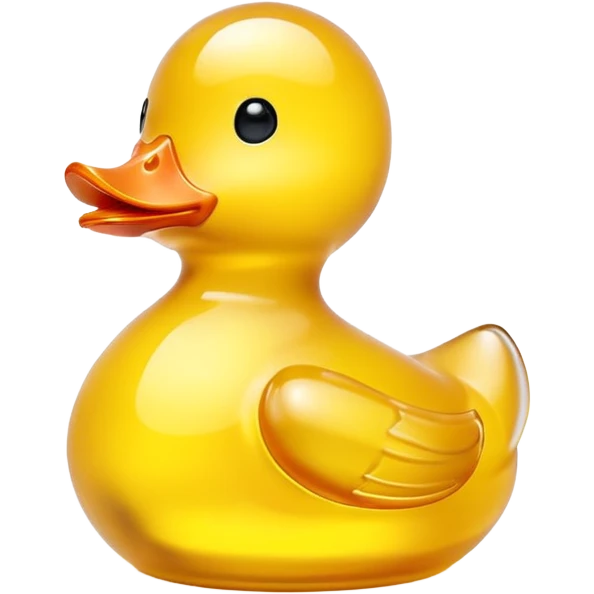 glowing glass rubber duck,  minimalistic yellow transparent glass 3d neon glowing emoji
