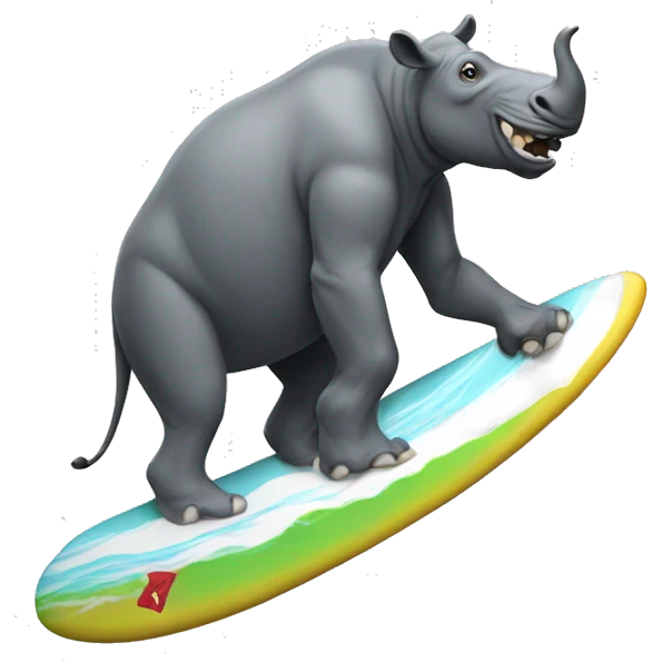 Rino surfing emoji
