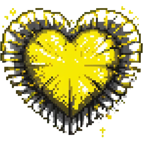 yellow heart with black stripes, pulsating with yellow energy particles emoji