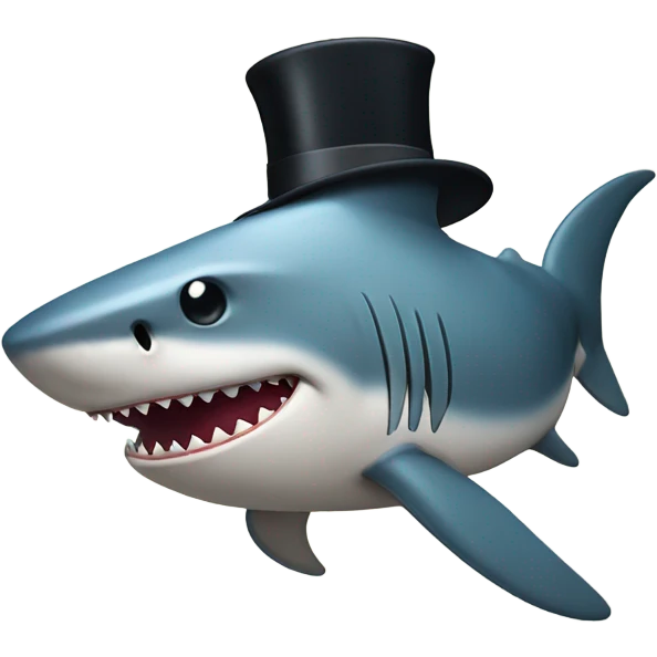 Shark with a top hat emoji