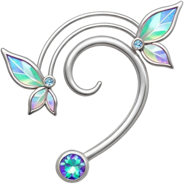 Elvish fae shiny sparkly iridescent translucent diaphanous ear climber ear cuff emoji