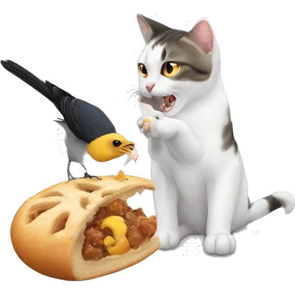 Cat eat a Bird emoji