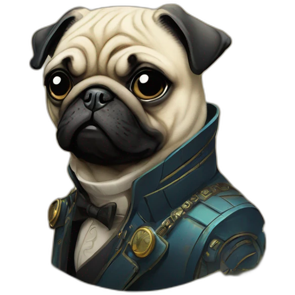 A cyberpunk pug in Art Nouveau style during 1910 emoji