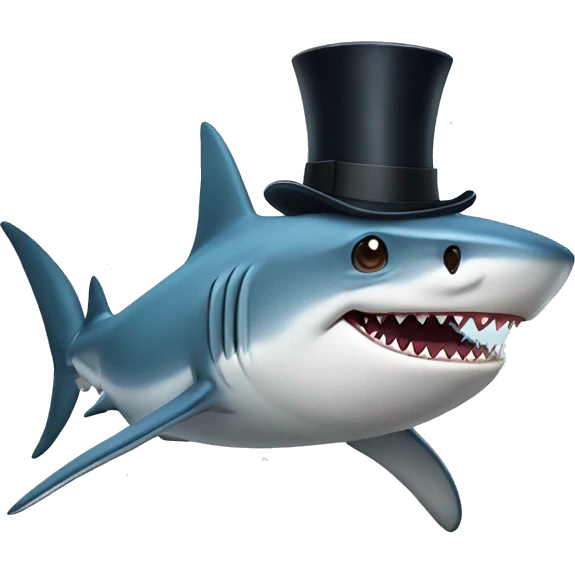 Shark with a top hat emoji