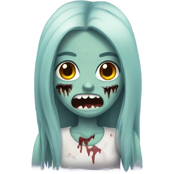 girl zombie with dark long hair with teeth emoji