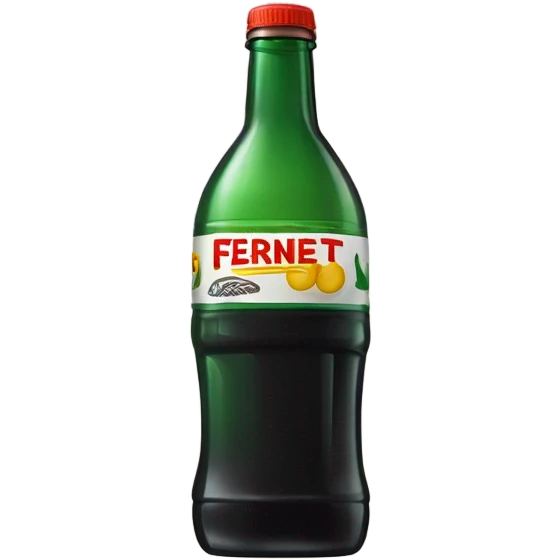 Fernet con coca servido en una botella de plástico cortada a la mitad emoji