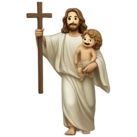 jesus carrying a coran hyperrealistic emoji