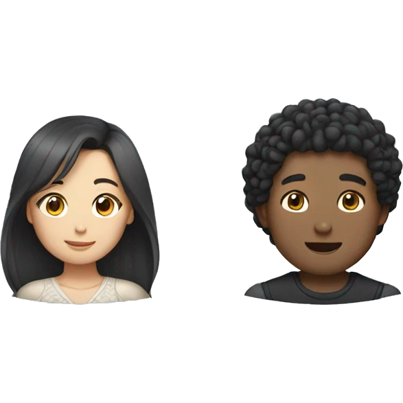 Asian girl, which has straight hair, and black boy, which had curly hair, as a couple.  emoji