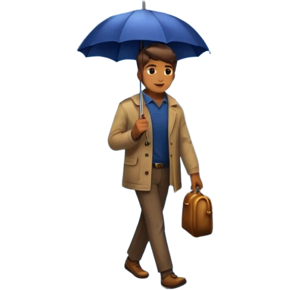 Man with umbrella + streetlight reflection, Midnight Wanderer. emoji