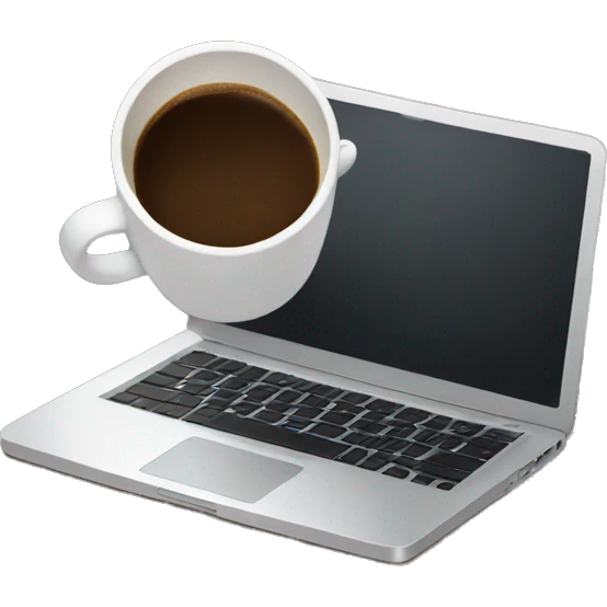 Laptop with coffee  emoji