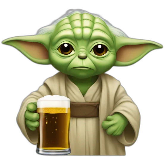 Yoda buvant une bière emoji