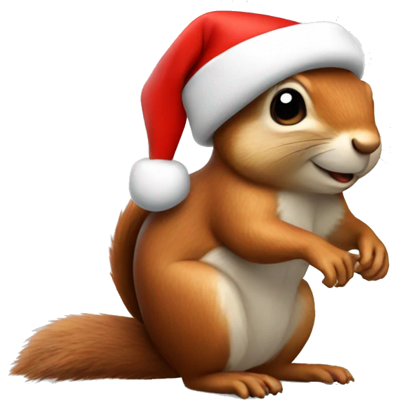 Squirrel wearing a Santa hat emoji