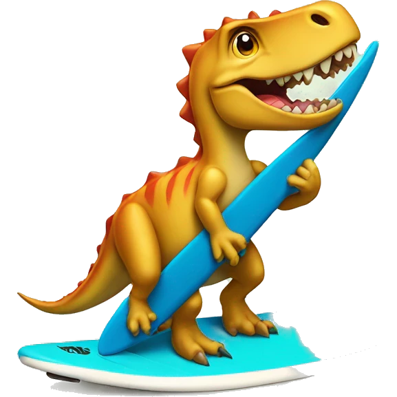 Dino on a surf board emoji