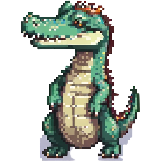 pixel art crocodile, standing upright, cartoonish, small size emoji
