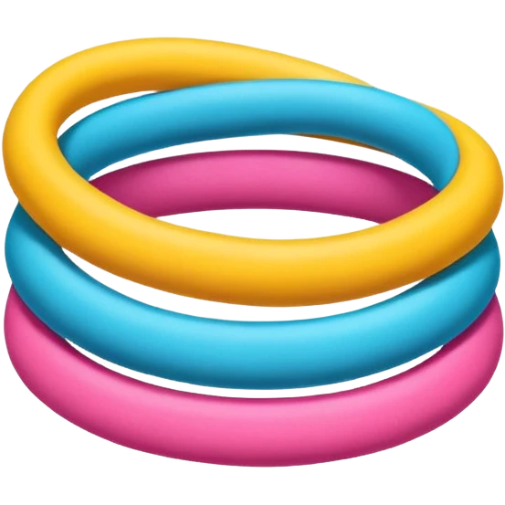 hair tie for tying hair，colourful，三根叠在一起，交错着叠 emoji