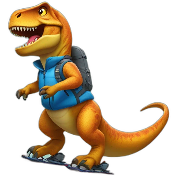 t-rex qui fait du ski emoji