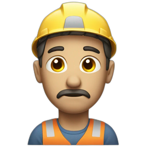 work man with sad face emoji