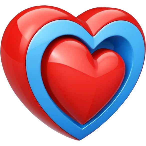 A geometric red 3D heart with a blue star inside emoji