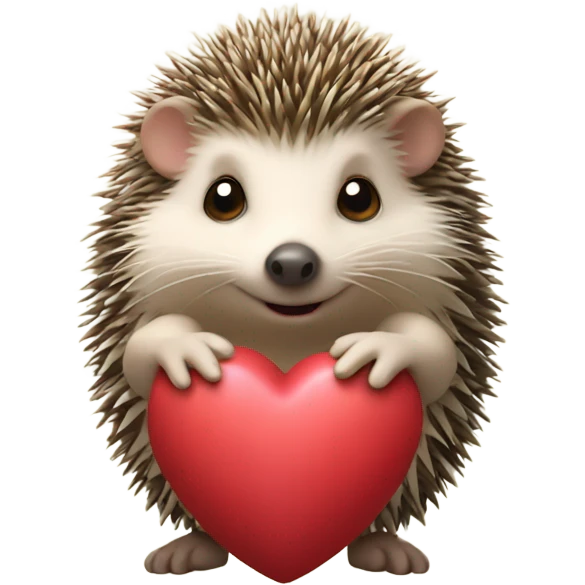 the hedgehog holds the heart emoji