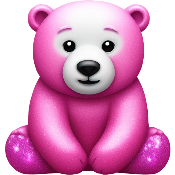 Hot pink polar bear sitting down with glitter emoji