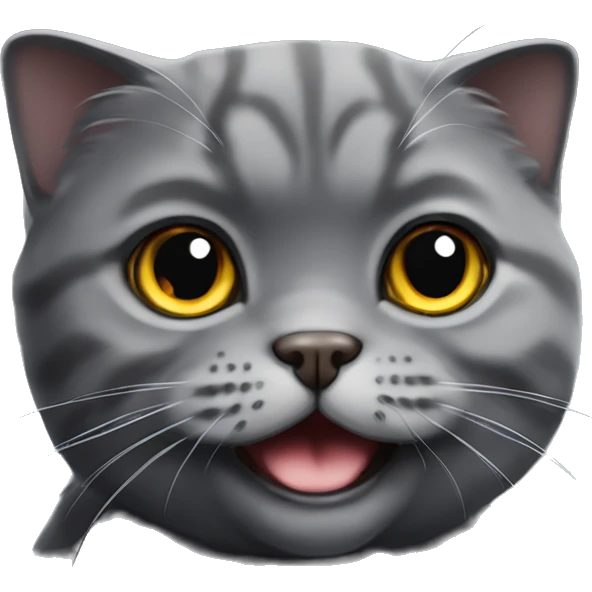 Happy  dark gray scottish fold cat emoji