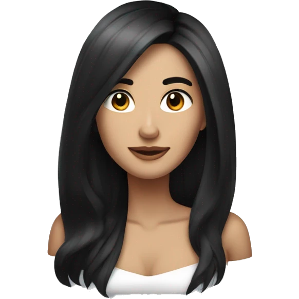 a woman with long black hair styling hair friend eyebrows emoji