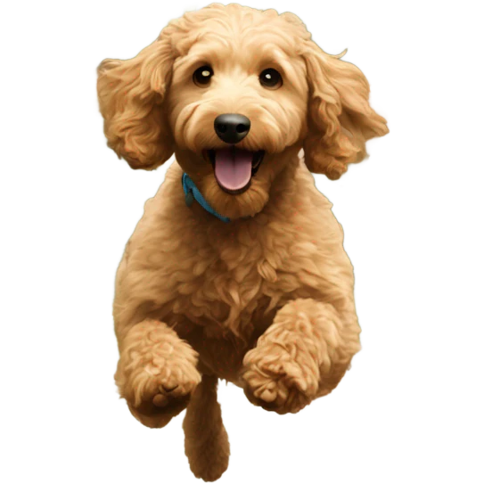 Mini goldendoodle chasing squirrel emoji