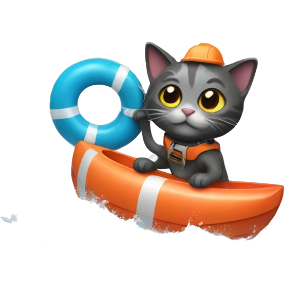 Cat with a buoy surfing  emoji
