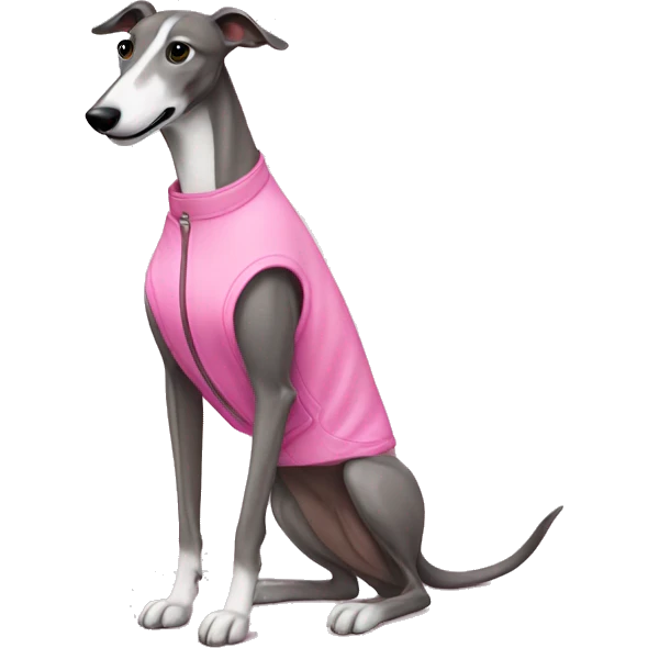 Greyhound in pink overall emoji