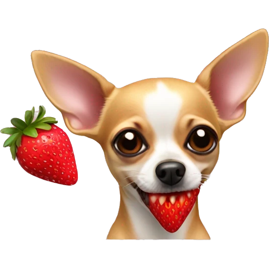 Chihuahua eating strawberry emoji