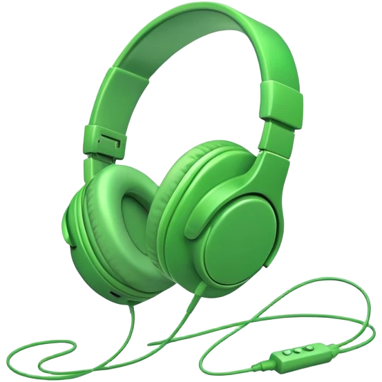 simple green headphones with one cord running down off the bottom edge emoji