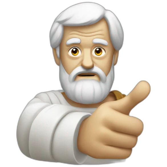 Aristotle, a thumbs down gesture emoji