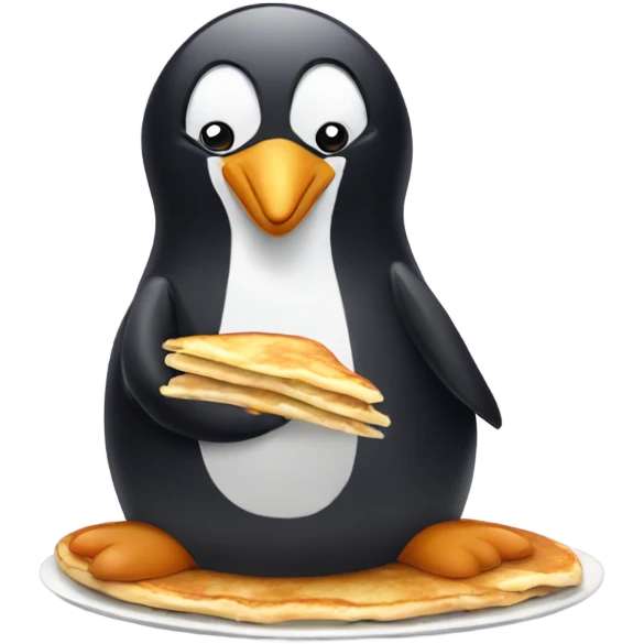 penguin eating pancakes emoji