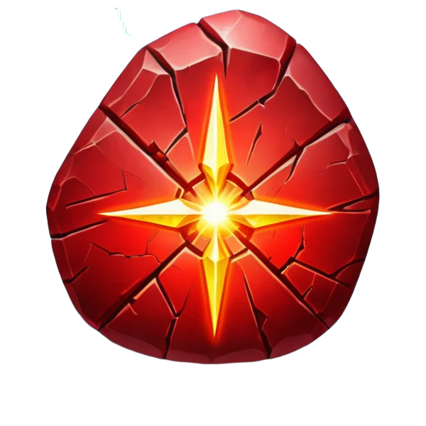 magical stone red bright light shine through cracks emoji