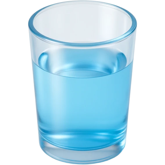 glass of water with reflections, skeuomorphism icon style emoji