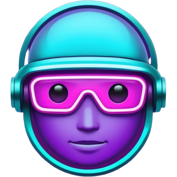 futuristic glowing like, neon purple and cyan light, dark background, digital tech style emoji
