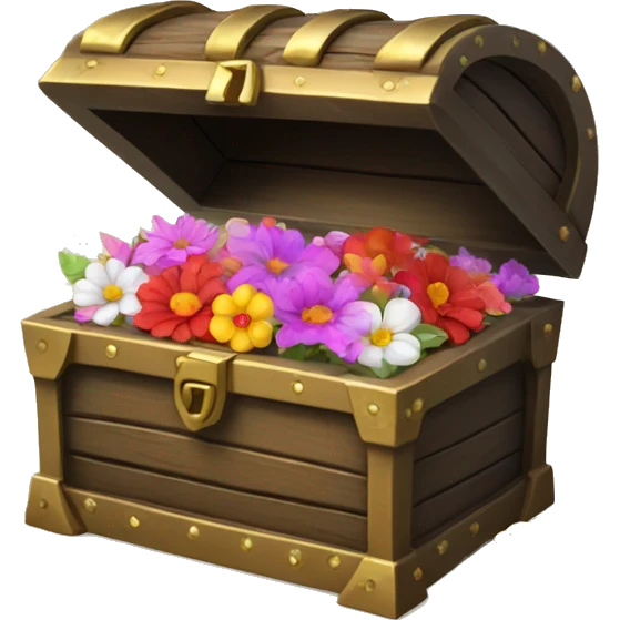 Treasure box filled with wet flowers and diamonds emoji