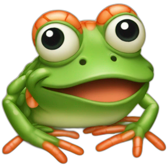 pepe the frog as a shrimp emoji