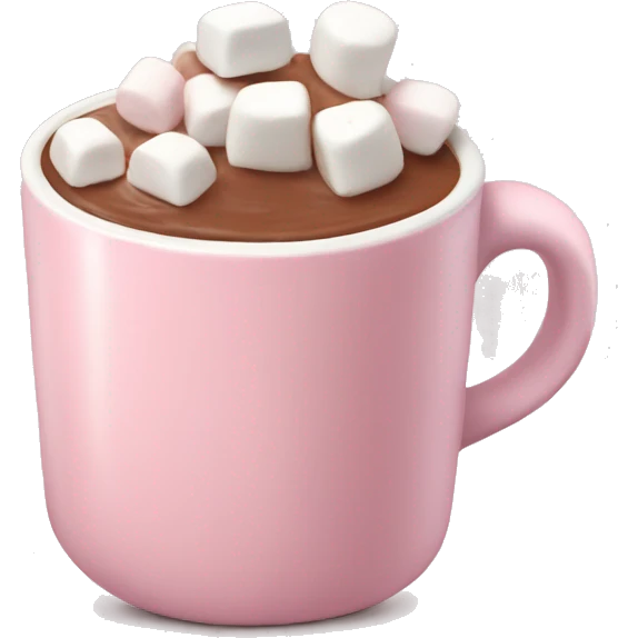 Light Pink mug of hot chocolate with marshmallows  emoji