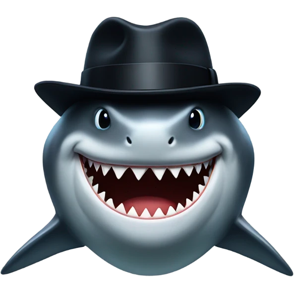 Shark with a top hat emoji