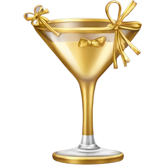 gold rimmed martini glass with tiny gold bows emoji