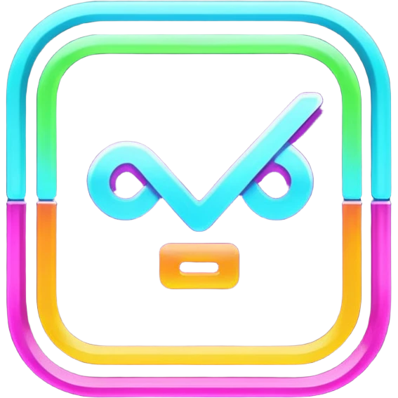 A neon, cyberfunk app logo, square, with the text "yyy". No borders, very subtle grid in the back emoji