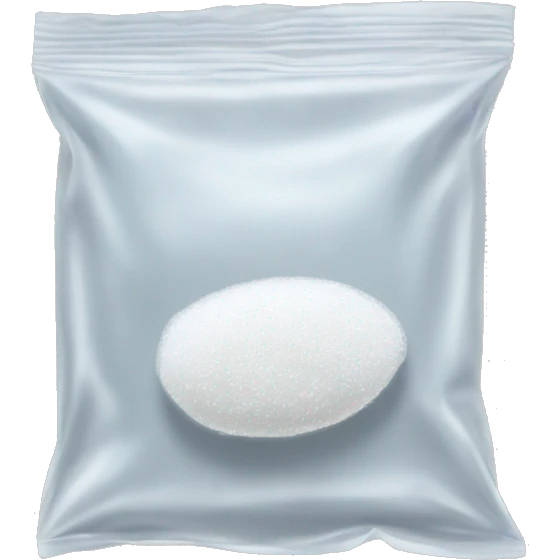 White Salt filling half of a small clear FLUORESCENT baggie with no face  emoji