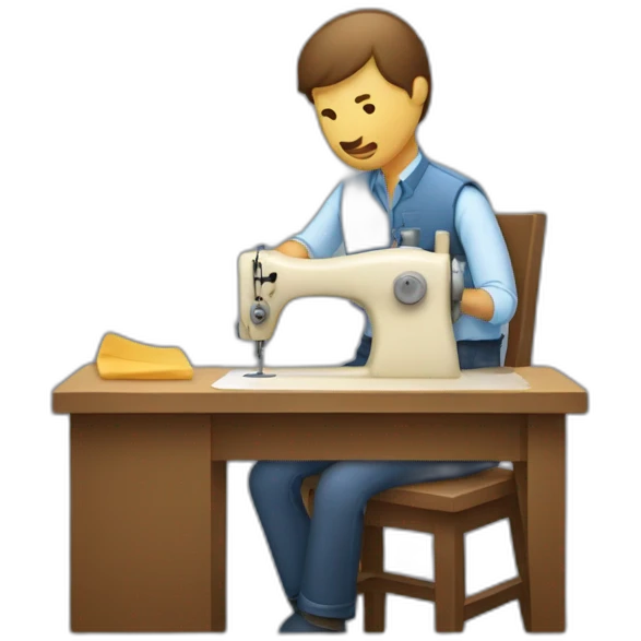 Man sewing horse tach emoji