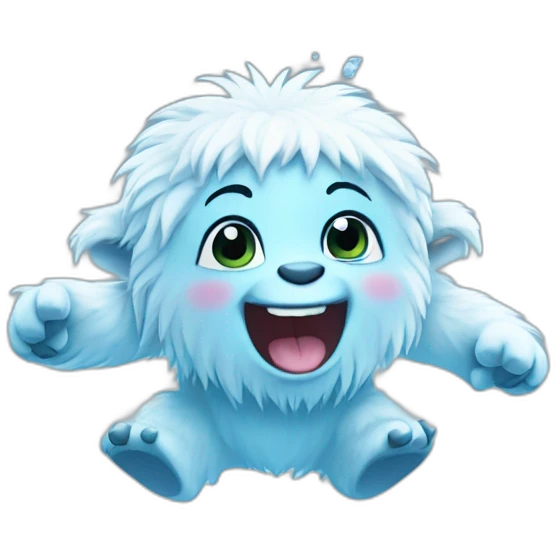 Cute baby yeti jump ice cube emoji
