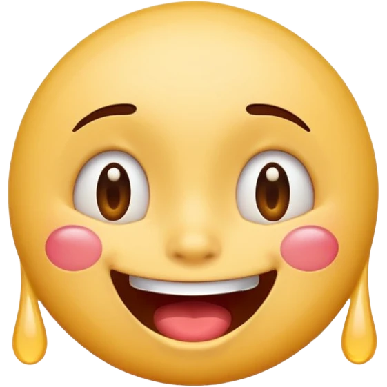cartoon face rolling on the floor, laughing uncontrollably, big tears of joy, wide open mouth, playful, dynamic, emoji style emoji