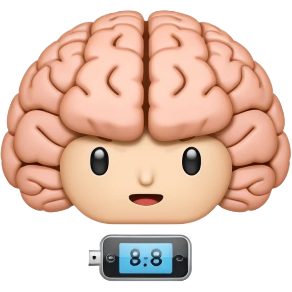 brain emoji with a low battery logo emoji